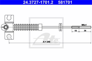Kabel, parkeringsbremse, Foran, NISSAN, 36402-50J10, 36402-70J00