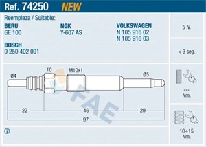 Glødeplugg, AUDI,SEAT,SKODA,VW, N 105 916 02, N 105 916 03