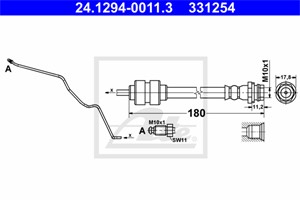 Bremseslange, Høyre bakaksel, FORD MONDEO IV, MONDEO Sedan IV, MONDEO Turnier IV, MONDEO Van IV, 1460250, 1520321, 1671147, 6G91-2282-AF