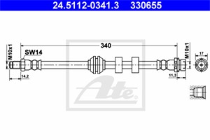 Bremseslange, Framaksel, FORD FOCUS I, FOCUS Sedan I, FOCUS Skåp / kombi I, FOCUS Turnier I, 1068964, 1134140, 98AG-2078-AD, 98AG-2078-A