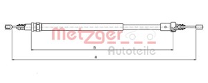 Kabel, parkeringsbremse, Bak, Bakre venstre, Høyre bak, Høyre, Venstre, RENAULT LAGUNA I, LAGUNA Grandtour I, 7700 422 532