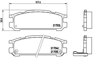 Bremseklosser sett, Bakaksel, SUBARU, 26296AA060, 26296AA061, 26296AA062, 26296AA080, 26296AA081, 26296AA082, 26296PA040, 26296PA060, 26