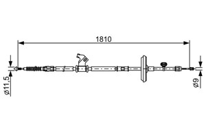 Kabel, parkeringsbremse, Bakre venstre, CHEVROLET CRUZE, 13 350 099, 13 368 691