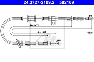Kabel, parkeringsbremse, Bakre venstre, MITSUBISHI CARISMA, CARISMA Sedan, M884534