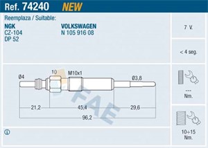 Glødeplugg, AUDI,SEAT,SKODA,VW, N 105 916 08, N10 591 601, N10 591 604, N10 591 607