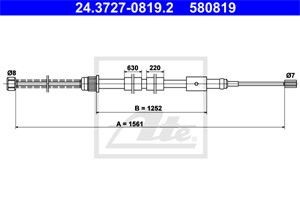 Kabel, parkeringsbremse, Høyre bak, PEUGEOT 306, 306 Halvkombi, 306 Skåp / kombi, 306 Skåp/halvkombi, 4745 98