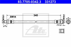 Bremseslange, Framaksel, MERCEDES-BENZ SL [R129], 129 428 10 35, A 129 428 10 35