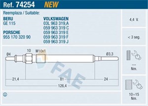 Glødeplugg, AUDI,PORSCHE,SEAT,SKODA,VW, 03L 963 319 A, 03L 963 319, 059 963 319 C, 059 963 319 E, 059 963 319 F, 059 963 319 J, 955 170