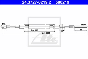 Kabel, parkeringsbremse, Bak, BMW 7 [E32], 34 41 1 154 244