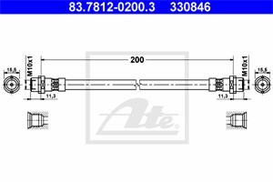 Bremseslange, Bak, Innvendig, Ved bremsekaliper, Ved hovedsylinder, AUDI,VW, 8A0 611 775