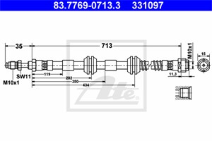 Bremseslange, Framaksel, PORSCHE CAYENNE, VW TOUAREG, 7L0 611 701 B, 955 355 139 20