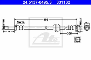 Bremseslange, Bakaksel, MERCEDES-BENZ SPRINTER 3, 5-t Buss [B906], SPRINTER 3, 5-t Flak/chassi [B906], SPRINTER 3, 5-t Skåp [B906], 906