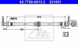 Bremseslange, Bakaksel, BMW X3 [E83], 34 30 3 411 444