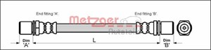 Bremseslange, Bakre venstre, Høyre bak, TOYOTA COROLLA, COROLLA Coupé, COROLLA FX Compact, COROLLA Liftback, 90947-02465, 96950-33505