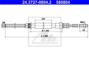 Kabel, parkeringsbremse, Bakre venstre, PEUGEOT 405 I, 405 II, 405 Break I, 405 Break II, 4745 73