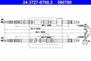 Kabel, parkeringsbremse, Bak, OPEL MERIVA A Minibus, minivan, VAUXHALL MERIVA A, 5 22 012, 93 318 894
