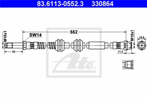 Bremseslange, Framaksel, VW, 7H8 611 701 A, 7H8 611 701 B, 7H8 611 701