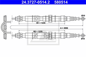 Kabel, parkeringsbremse, Bak, ALFA ROMEO 164, FIAT CROMA, LANCIA THEMA, THEMA SW, 60801383, 60801790, 82390671, 82441688