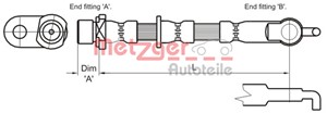 Bremseslange, Foran høyre, TOYOTA YARIS, YARIS VERSO, 90947-02C31, 90947-02D76