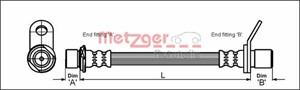 Bremseslange, Høyre bak, TOYOTA AVENSIS, AVENSIS Kombi, AVENSIS Liftback, 90080-94065, 90080-94067