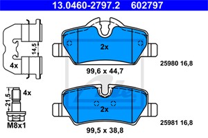 Bremseklosser sett, Bakaksel, MINI MINI, MINI Cabriolet, 34 21 6 861 641, 34 21 6 864 488, 34 21 6 871 299, 34 21 6 871 300