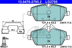 Bremseklosser sett, Framaksel, BMW 2 Active Tourer [F45], MINI MINI, MINI Cabriolet, MINI CLUBMAN, 34 10 6 863 292, 34 11 6 860 016