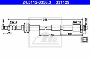 Bremseslange, Framaksel, ABARTH 500 / 595 / 695, 500C / 595C / 695C, FIAT 500, 500 C, PANDA, PANDA VAN, FORD KA, LANCIA YPSILON, 1563598