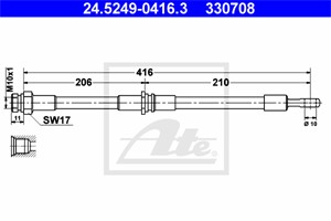 Bremseslange, Bakaksel, MITSUBISHI CARISMA, CARISMA Sedan, SPACE STAR Minibus, minivan, VOLVO S40 I, V40 Kombi, 30821264, 30862413, M86