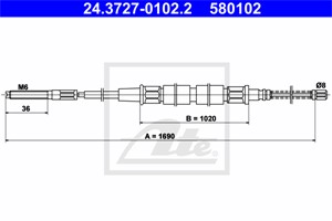 Kabel, parkeringsbremse, Bak, VW GOLF I, GOLF Cabriolet I, JETTA I, SCIROCCO, 171 609 721 C, 175 609 721
