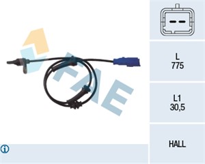 Sensor, hjulturtall, Bakaksel, CITROËN C2, C3 I, C3 Pluriel, PEUGEOT 1007, 4545 98, 4545.98, 96 385 307 80, 96.385.307.80