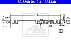 Bremseslange, Framaksel, PORSCHE PANAMERA, 970 355 139 30, 970 355 139 31, 970 355 139 32