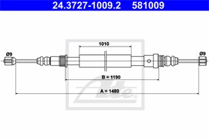 Kabel, parkeringsbremse, Bak, Høyre, Venstre, RENAULT CLIO I, MEGANE Cabriolet I, MEGANE Coach I, 77 00 802 686