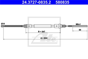 Kabel, parkeringsbremse, Bakre venstre, PEUGEOT 406, 406 Break, 4745 R1