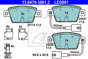 Bremseklosser sett, Bakaksel, ALFA ROMEO MITO, FIAT BRAVO II, BRAVO Van, MULTIPLA, STILO, STILO Multi Wagon, STILO VAN, LANCIA DELTA III