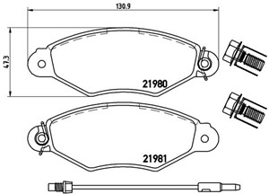 Bremseklosser sett, Framaksel, RENAULT KANGOO, KANGOO Express, 4106000Q0A, 4106000QAF, 4106000QAG, 4106000QAK, 7701205512, 7701205513, 7