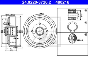 Bremsetrommel, Bakaksel, FORD FIESTA V, FIESTA Van V, FUSION, MAZDA 2, 1151001, 1213352, 1315740, 1507055, 2S61-1113-AH, 7S61-1113-AA, D
