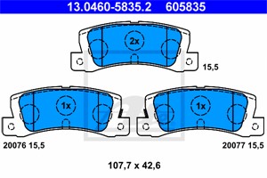 Bremseklosser sett, Bakaksel, TOYOTA, 04466-12031, 04466-12040, 04466-12070, 04466-12110, 04466-20110, 04466-32010, 04466-YZZC5, 04492-2