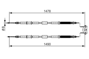 Kabel, parkeringsbremse, Senter, OPEL CORSA D, CORSA D Skåp/halvkombi, CORSA E, CORSA E Skåp/halvkombi, VAUXHALL CORSAVAN Mk IV, 1325575
