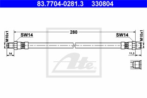 Bremseslange, Bakaksel, Framaksel, ALFA ROMEO,MERCEDES-BENZ, 000 428 35 35, 10133.60000.00, 101336, 102487, 107101, 123 428 01 35, 126 4