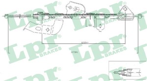 Kabel, parkeringsbremse, Bak, Høyre, CITROËN C1, PEUGEOT 107, TOYOTA AYGO, 4745Y2