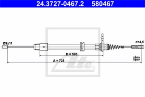 Kabel, parkeringsbremse, Bak, MERCEDES-BENZ, 204 420 09 85, A 204 420 09 85