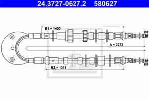 Kabel, parkeringsbremse, Bak, FORD, 1664703, 1664811, 1664872, 1664975, 6676122, 6912221