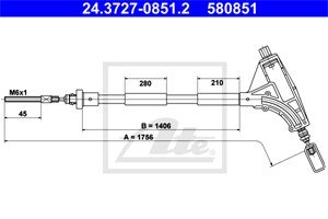 Kabel, parkeringsbremse, Foran, PEUGEOT 406, 4745 P1, 4745 P2