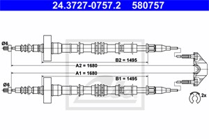 Kabel, parkeringsbremse, Bak, OPEL ZAFIRA A Minibus, minivan, VAUXHALL ZAFIRA A, 24425112, 5 22 002, 5 22 004, 9223133
