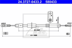 Kabel, parkeringsbremse, Bakre venstre, MERCEDES-BENZ SLK [R170], 170 420 03 85, A 170 420 03 85