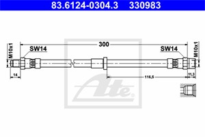 Bremseslange, Framaksel, VOLVO S60 I, V70 II, 30665007, 30714825, 30778919