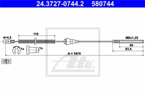 Kabel, parkeringsbremse, Høyre bak, OPEL CORSA B, CORSA B Kombi, CORSA B Skåp/halvkombi, TIGRA, VAUXHALL TIGRA Mk I, 5 22 614, 5 22 642,