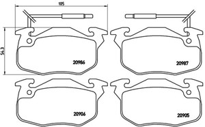 Bremseklosser sett, Framaksel, CITROËN,PEUGEOT,RENAULT,TALBOT, 1611457980, 245050, 424862, 424865, 424874, 424878, 425017, 425018, 42503