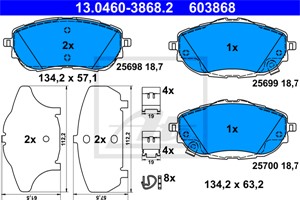 Bremseklosser sett, Framaksel, TOYOTA AURIS, AURIS Kombi, AURIS VAN Skåp/halvkombi, COROLLA Sedan, 04465-02390, 04465-02391