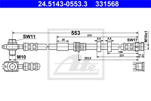 Bremseslange, Framaksel, AUDI,SEAT,VW, 6R0 611 701 D, 6R0 611 701 G